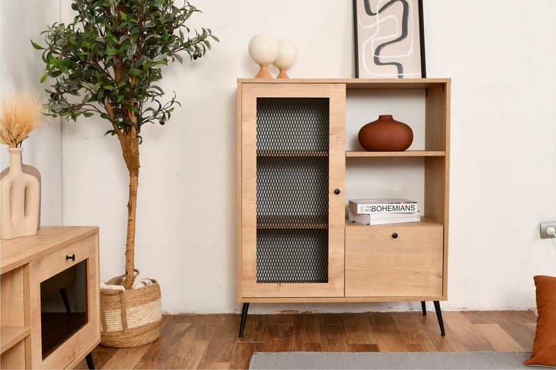 Huff Vitrineskap 40x110 cm - Eik - Oppbevaring - Skap - Vitrineskap