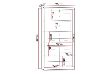 Indianapolis Vitrineskap 96x42x192 cm - Brun - Oppbevaring - Skap - Vitrineskap