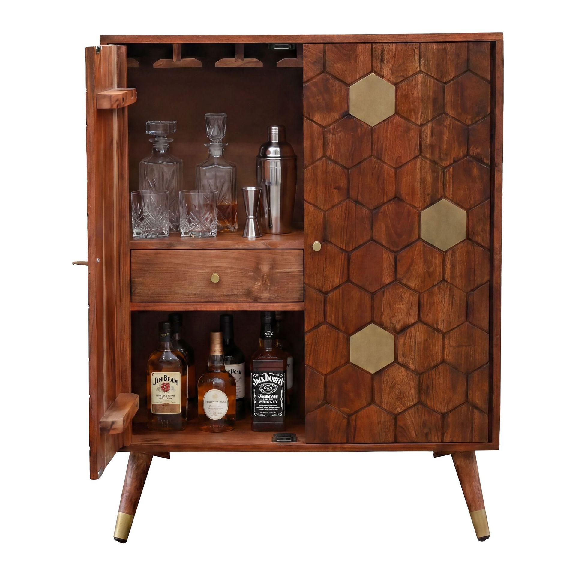 Invara barskap 75x96 cm i massivt akasietre - varm brun