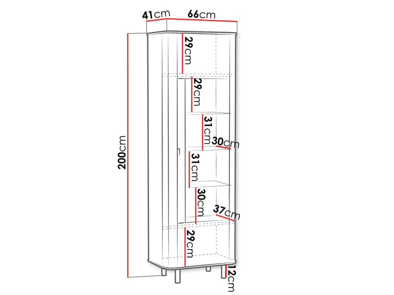 Joriel Vitrineskap 66x200 cm - Beige|svart - Oppbevaring - Skap - Vitrineskap