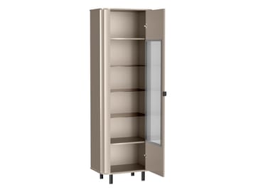 Joriel Vitrineskap 66x200 cm - Beige|svart - Oppbevaring - Skap - Vitrineskap