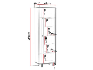 Joriel Vitrineskap 66x200 cm LED-belysning - Beige|svart - Oppbevaring - Skap - Vitrineskap