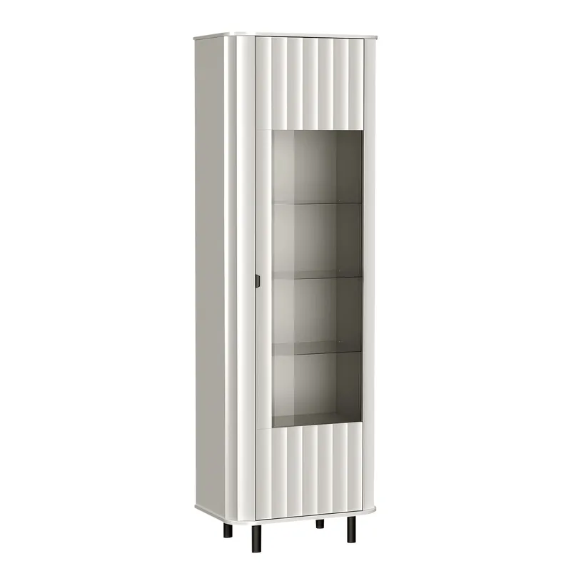 Joriel Vitrineskap 66x200 cm LED-belysning, Hvit|svart