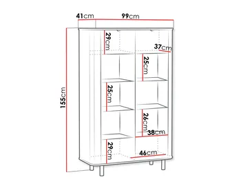 Joriel Vitrineskap 99x155 cm LED-belysning - Beige - Oppbevaring - Skap - Vitrineskap