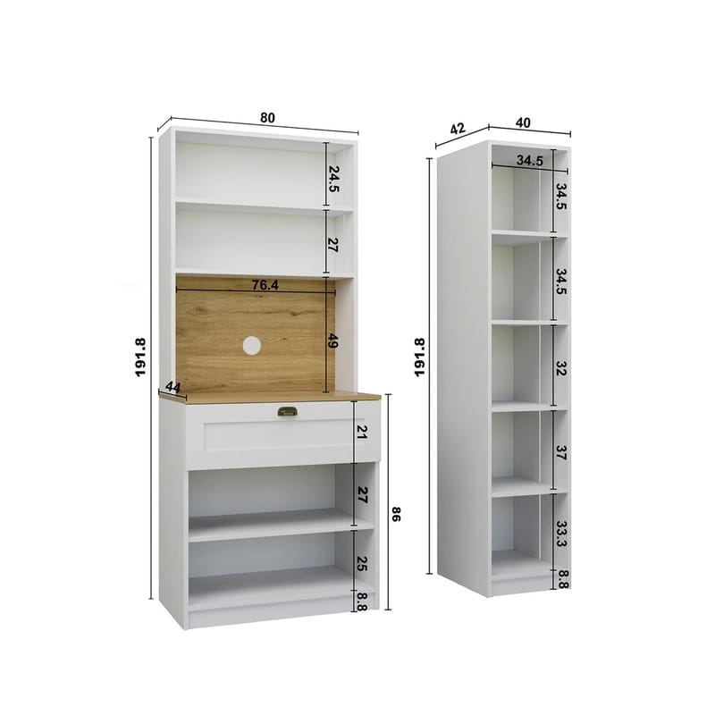 Kaffestasjon Hanah Home Nero (120 x 191,8 x 44 cm) Hvit - Hvit - Oppbevaring - Skap - Vitrineskap