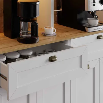 Kaffestasjon Hanah Home Nero Quad 1600-224 (240 x 190 x 44 cm) Hvit - Hvit - Oppbevaring - Skap - Vitrineskap