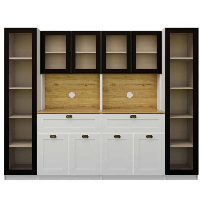 Kaffestasjon Hanah Home Nero Quad 1600-224 (240 x 190 x 44 cm) Hvit - Hvit - Oppbevaring - Skap - Vitrineskap
