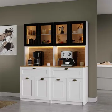 Kaffestasjon Hanah Home Nero Twin 1600-226 (160 x 190 x 44 cm) Hvit - Hvit - Oppbevaring - Skap - Vitrineskap