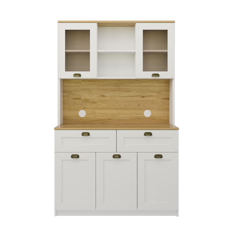 Kaffestasjon Hanah Home Vionna (120 x 191,8 x 44 cm) Hvit - Hvit - Oppbevaring - Skap - Vitrineskap