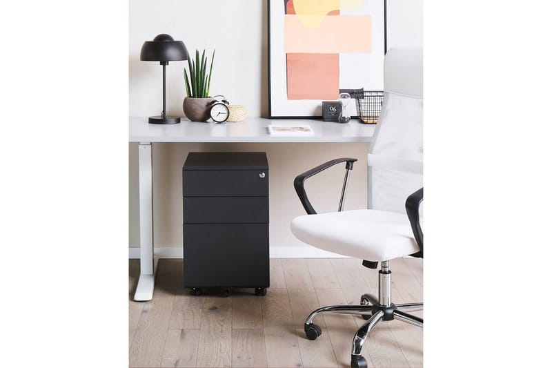 Kontorsskap Cami Svart - Svart - Oppbevaring - Oppbevaringsmøbler - Kommode - Skuffeseksjon