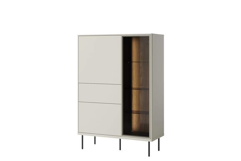 Levisa Vitrineskap 98x140 cm - Brun/Sort - Oppbevaring - Skap - Vitrineskap