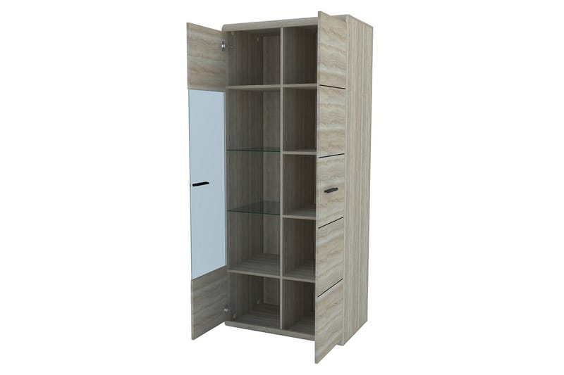 Link Vitrineskap 80x37x194 cm - Beige / Grå - Oppbevaring - Skap - Vitrineskap