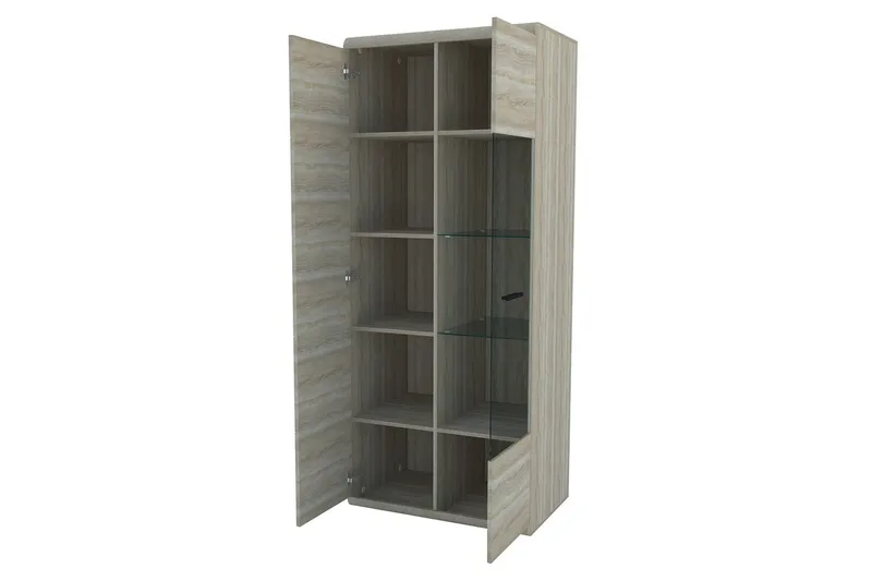 Link Vitrineskap 80x37x194 cm - Beige / Grå - Oppbevaring - Skap - Vitrineskap