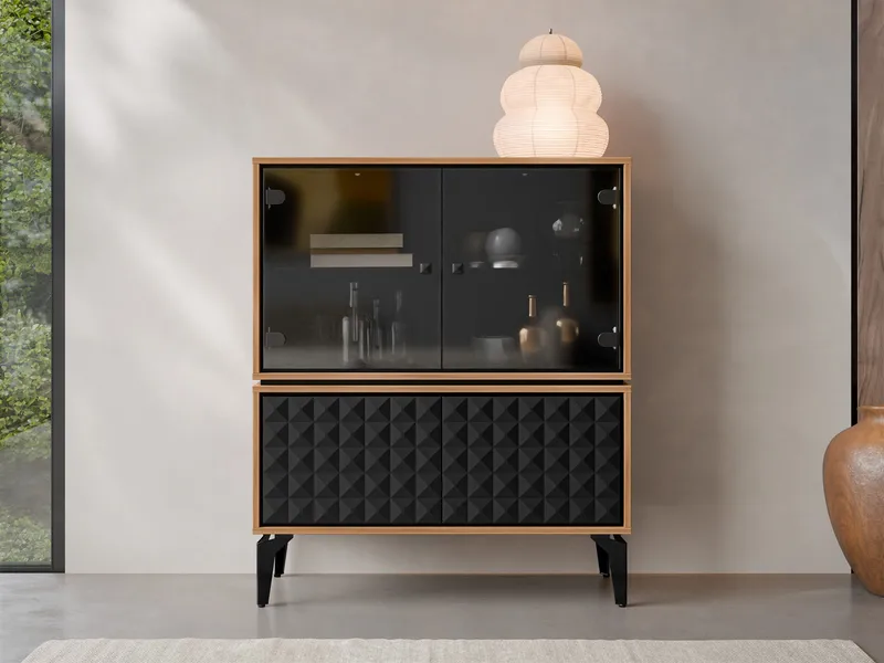 Lorvenn Vitrineskap 103x122 cm - Brun/Svart - Oppbevaring - Skap - Vitrineskap