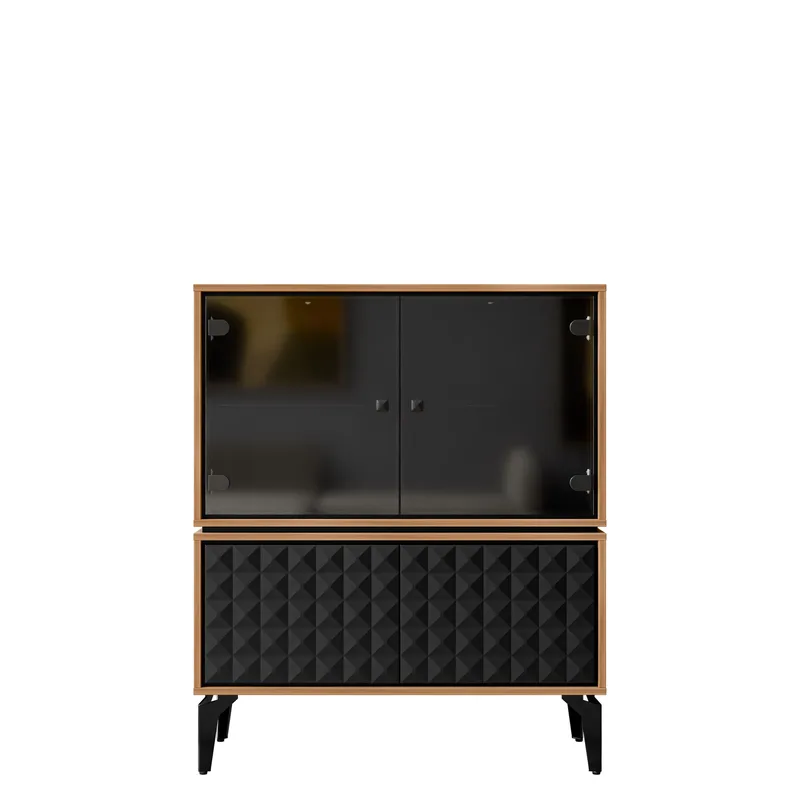 Lorvenn Vitrineskap 103x122 cm, Brun/Svart