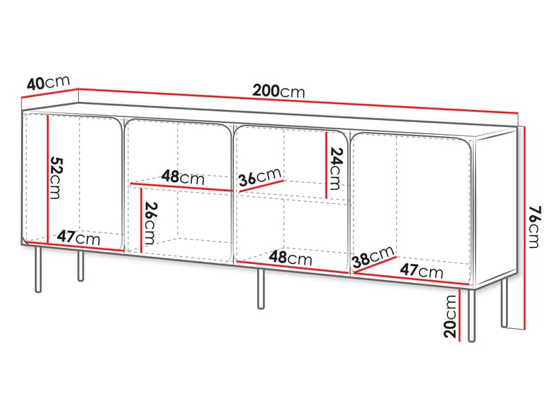 Marros Skjenk 200 cm - Toskansk rød - Oppbevaring - Skap - Barskap