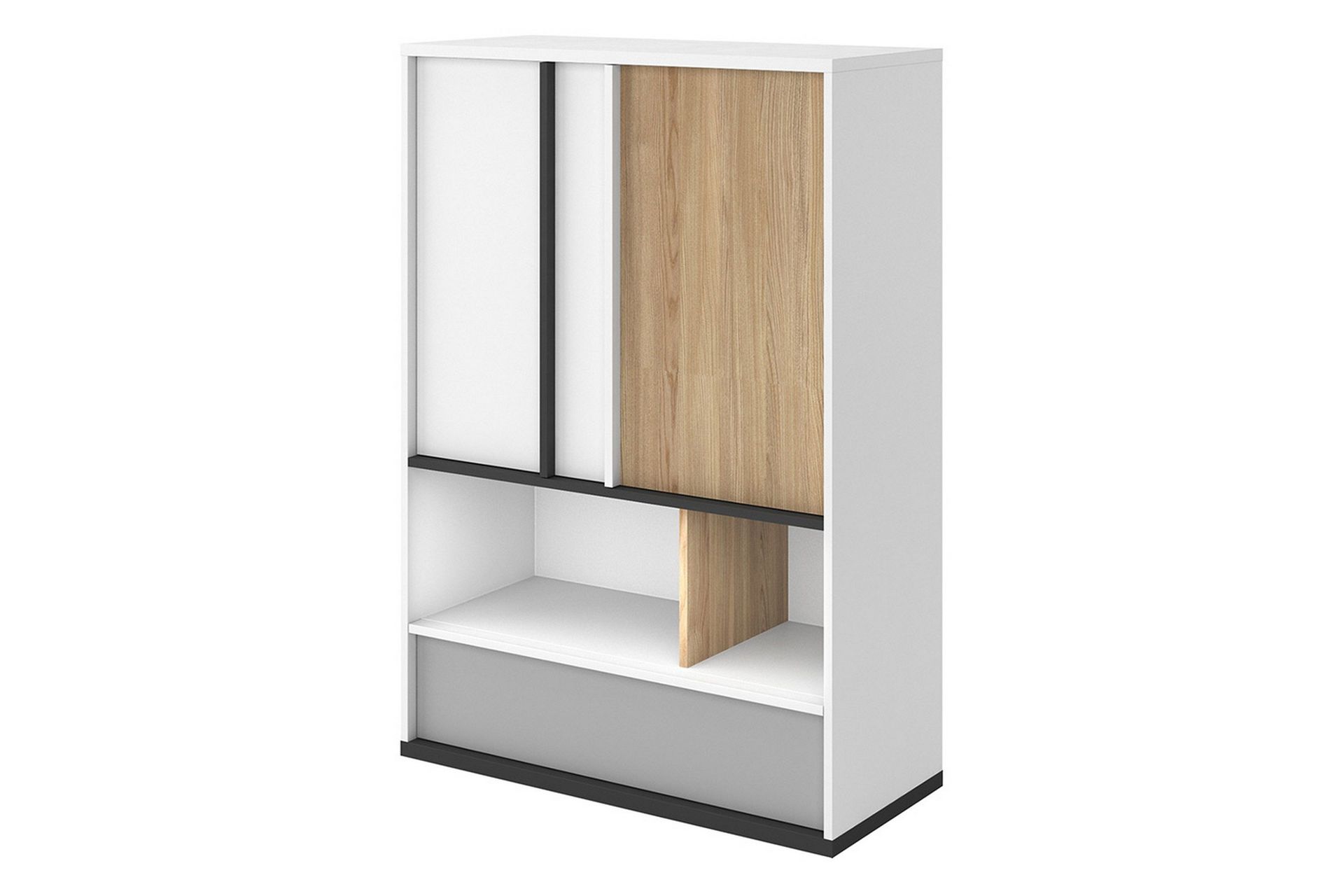 Metropolitan Highboard - Brun/Hvit/Lysegrå/Sort