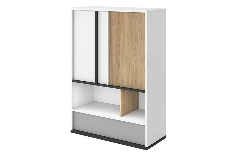 Metropolitan Highboard, Brun/Hvit/Lysegrå/Sort