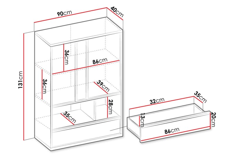 Metropolitan Highboard - Brun/Hvit/Lysegrå/Sort - Oppbevaring - Skap - Oppbevaringsskap