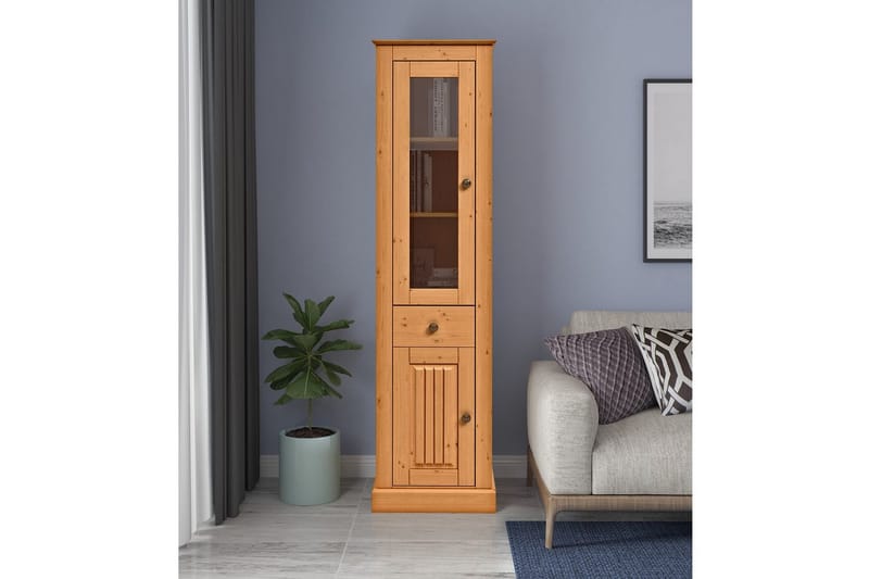 Mille Vitrineskap 47x182 cm - Brun - Oppbevaring - Skap - Vitrineskap