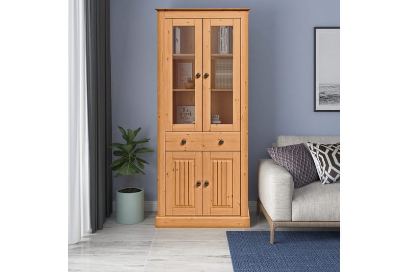Mille Vitrineskap 78x182 cm - Brun - Oppbevaring - Skap - Vitrineskap