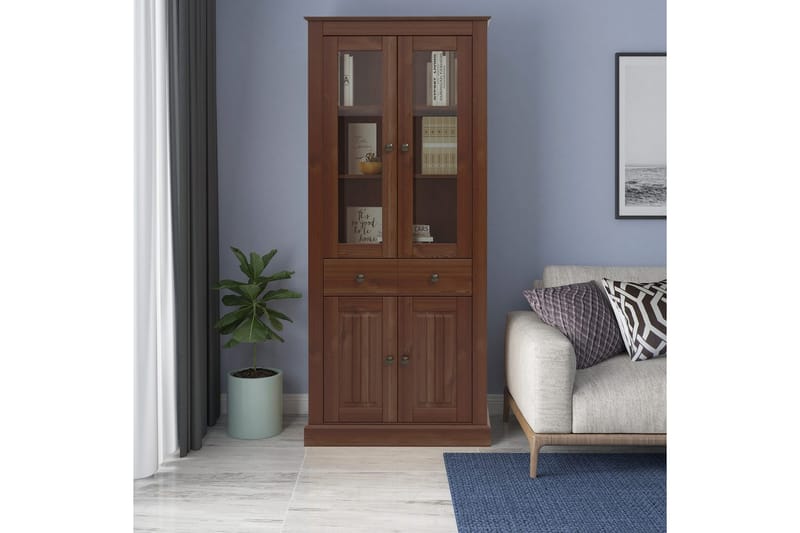 Mille Vitrineskap 78x182 cm - Brun - Oppbevaring - Skap - Vitrineskap
