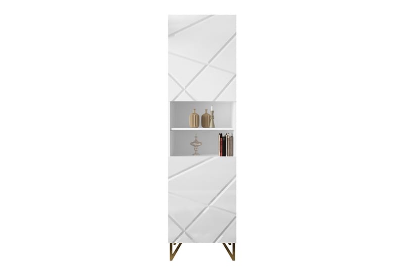 Mintiz Vitrineskap 55x199 cm - Hvit - Oppbevaring - Skap - Vitrineskap