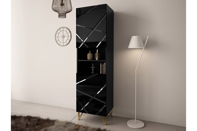 Mintiz Vitrineskap 55x199 cm - Svart - Oppbevaring - Skap - Vitrineskap
