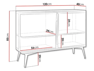 Mireva skjenk 120 cm - beige/gull - Oppbevaring - Skap - Barskap