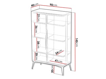Mireva Vitrineskap 90x145 cm - svart/gull - Oppbevaring - Skap - Vitrineskap