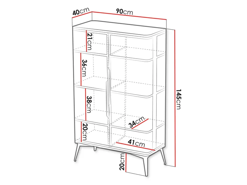 Mireva Vitrineskap 90x145 cm - svart/gull - Oppbevaring - Skap - Vitrineskap