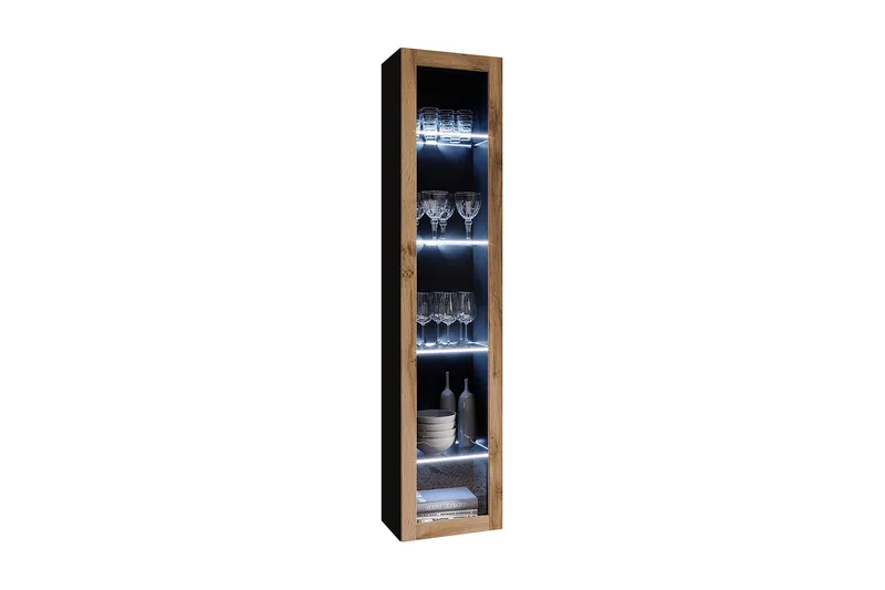 Narbonne Vitrineskap 40 cm, Natur/Svart