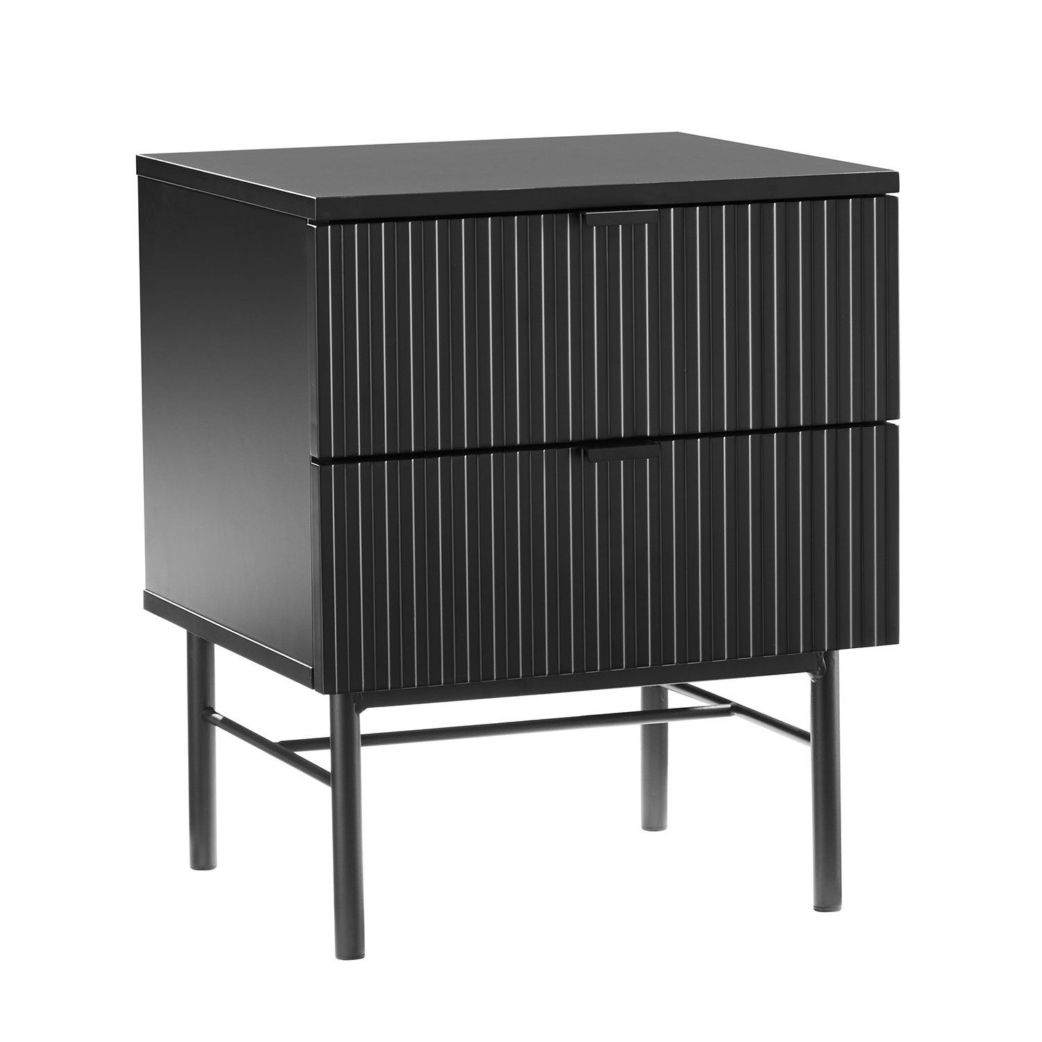 Nattbord HOME4YOU Sequence med 2 skuffer 45x40x55 cm svart - Svart
