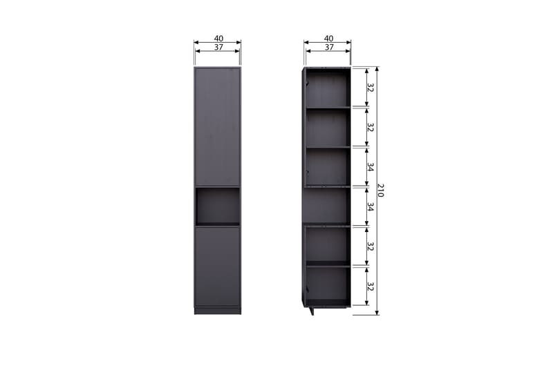 Arteksio Highboard 40x40 cm - Svart - Oppbevaring - Skap - Oppbevaringsskap