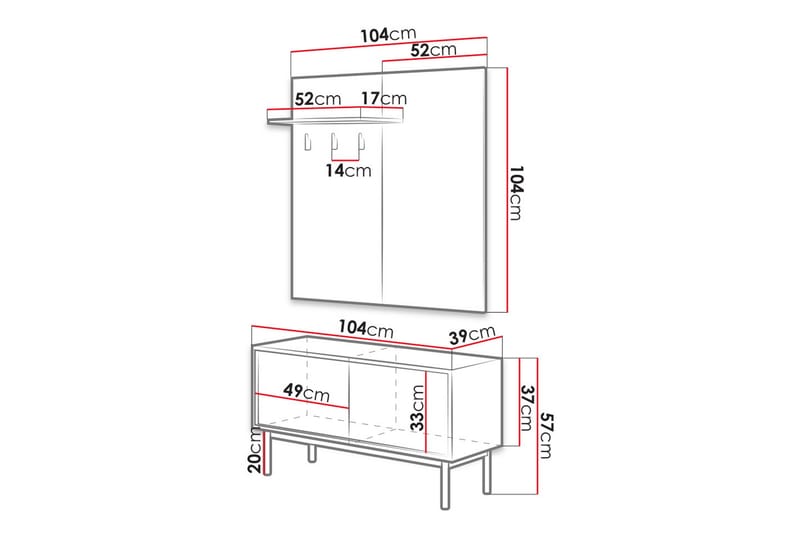 Basic Garderobe 39x104 cm - Grafitt - Oppbevaring - Skap - Oppbevaringsskap