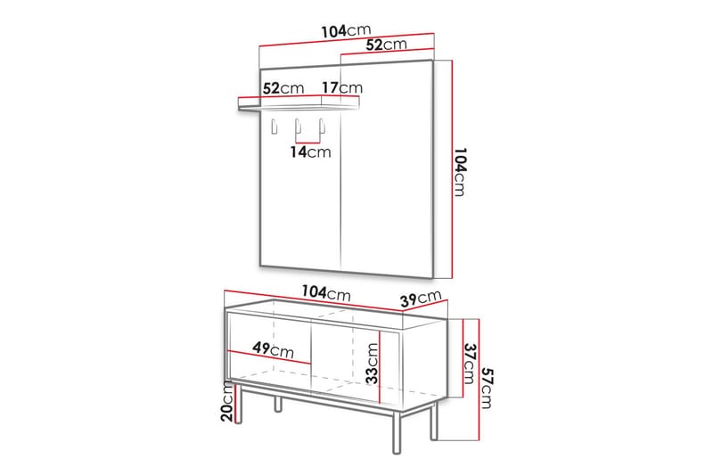 Basic Garderobe 39x104 cm - Grafitt - Oppbevaringsskap