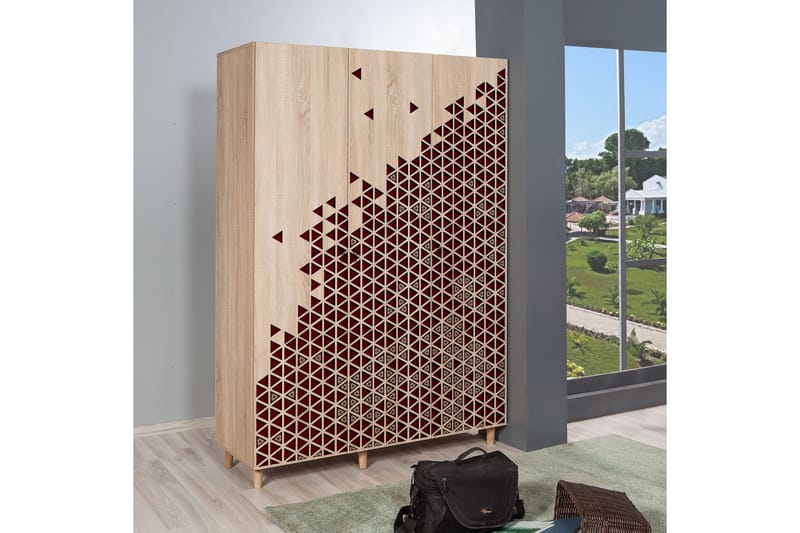 Brokind Garderobe 135 cm - Brun/Rød - Oppbevaring - Klesoppbevaring - Garderober & garderobesystem - Garderobeskap & klesskap