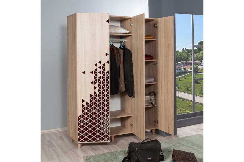 Brokind Garderobe 135 cm - Brun/Rød - Oppbevaring - Klesoppbevaring - Garderober & garderobesystem - Garderobeskap & klesskap