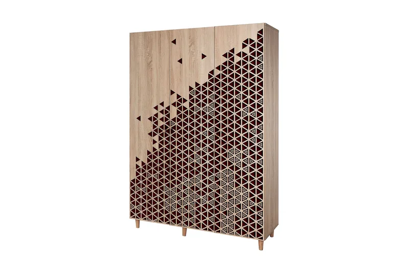 Brokind Garderobe 135 cm, Brun/Rød