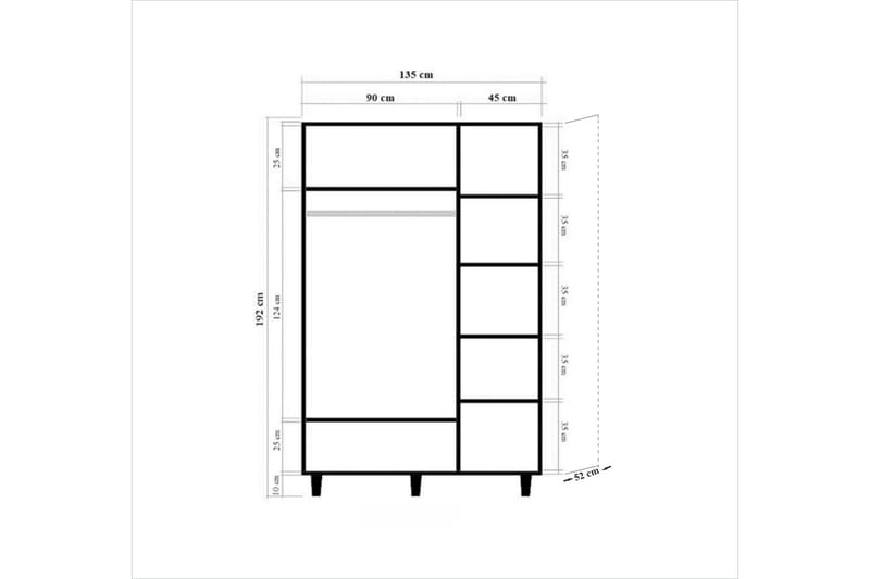 Brokind Garderobe 135 cm - Brun/Rød - Oppbevaring - Klesoppbevaring - Garderober & garderobesystem - Garderobeskap & klesskap