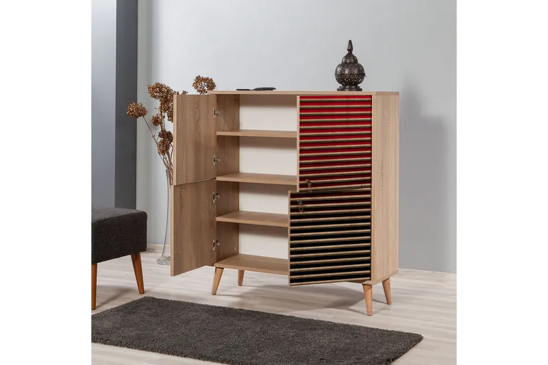 Brokind Oppbevaringsskap 111 cm - Brun/Rød - Oppbevaring - Skap - Oppbevaringsskap