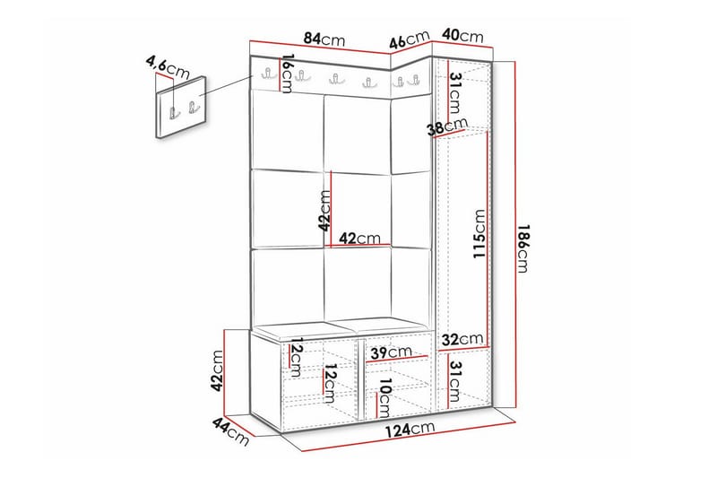 Dunvegan Highboard - Hvid - Oppbevaring - Skap - Oppbevaringsskap