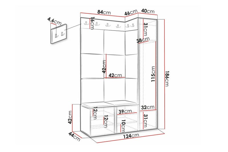 Dunvegan Highboard - Hvid - Oppbevaring - Skap - Oppbevaringsskap