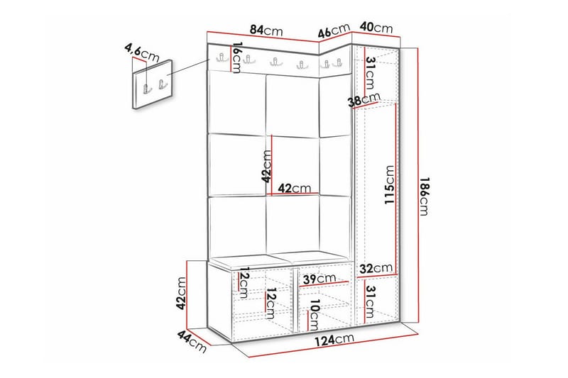 Dunvegan Highboard - Hvid - Oppbevaring - Skap - Oppbevaringsskap