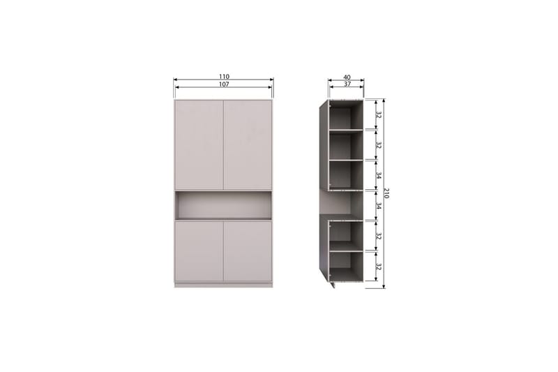 Oppbevaringsskap Finca - Tåke, 110 cm - Oppbevaring - Skap - Hjørneskap