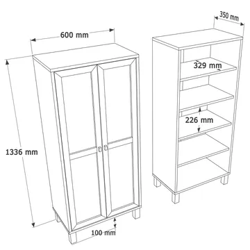 Flerbruks skap Hanah Home Dune (60 x 133,6 x 35 cm) Eik - Eik - Oppbevaring - Skap - Oppbevaringsskap