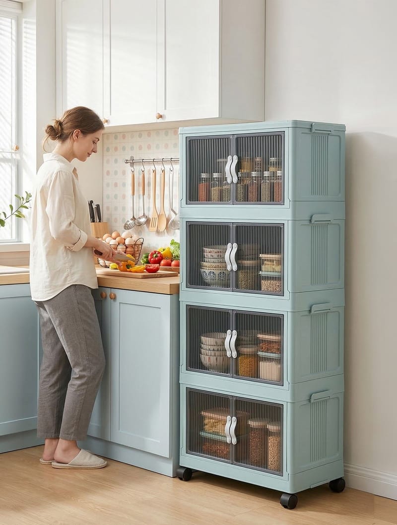Flerbruks skap Hanah Home Lavine 127 (56 x 127 x 56 cm) Baby Blue - Oppbevaring - Skap - Oppbevaringsskap - Omkledningsskap