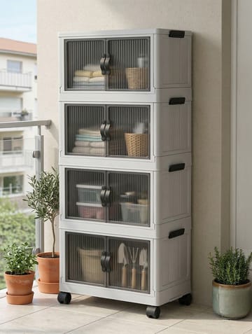 Flerbruks skap Hanah Home Lavine 127 (56 x 127 x 56 cm) Hvit - Oppbevaring - Skap - Oppbevaringsskap - Omkledningsskap