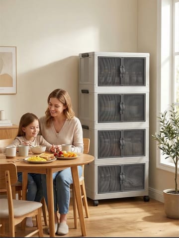 Flerbruks skap Hanah Home Lavine 127 (56 x 127 x 56 cm) Hvit - Oppbevaring - Skap - Oppbevaringsskap - Omkledningsskap