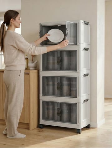 Flerbruks skap Hanah Home Lavine 127 (56 x 127 x 56 cm) Hvit - Oppbevaring - Skap - Oppbevaringsskap - Omkledningsskap